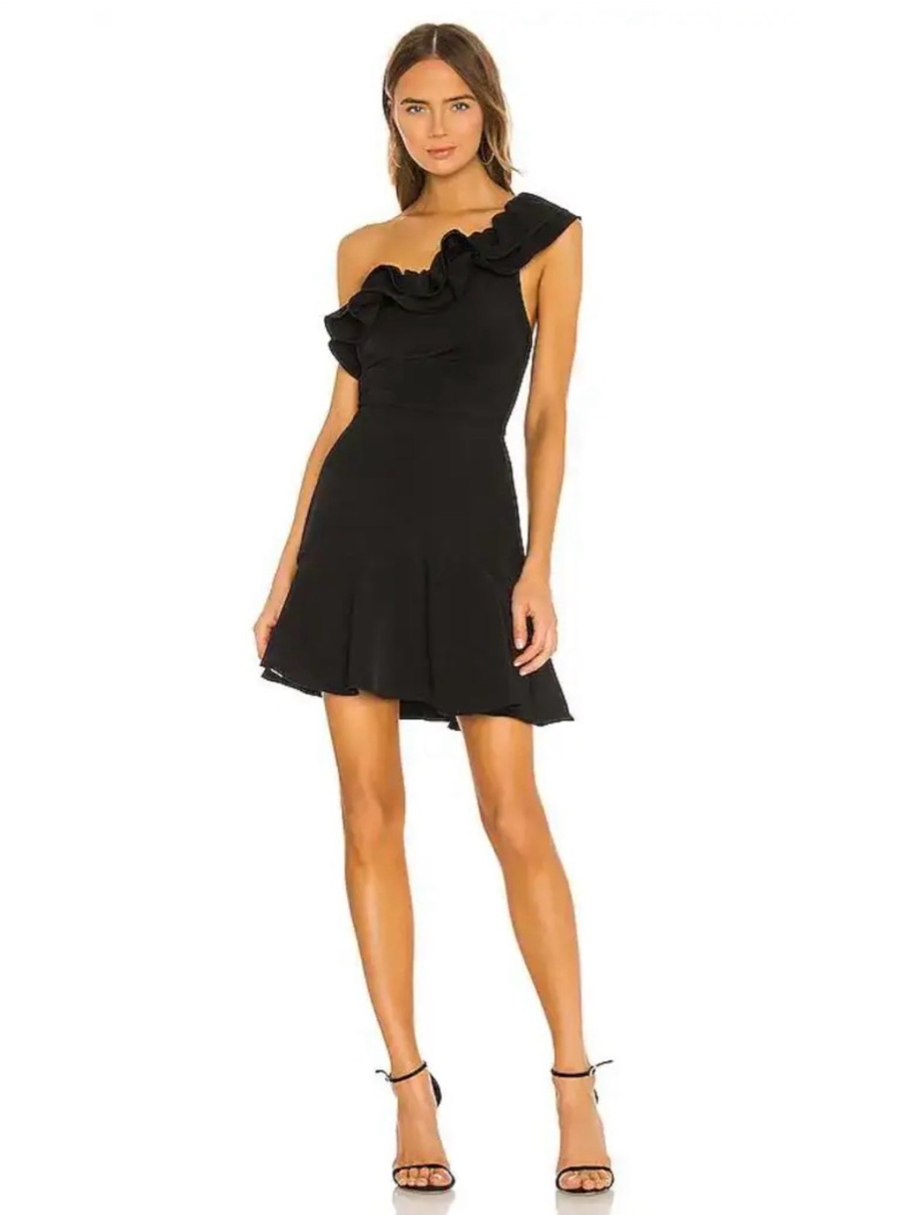 Keepsake the Label Compose One Shoulder Ruffle MiniDress Black Women 8  Cocktail